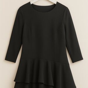 Black Ruffle Fit and Flare Dress